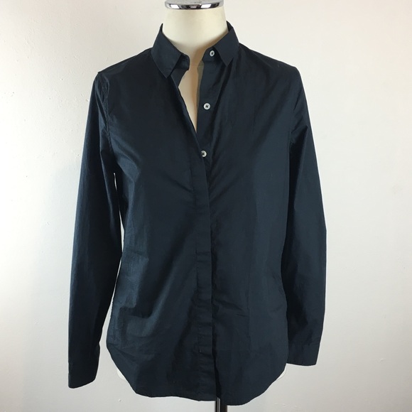 Everlane Tops - Navy Everlane Button Down Collared Shirt Blouse XS